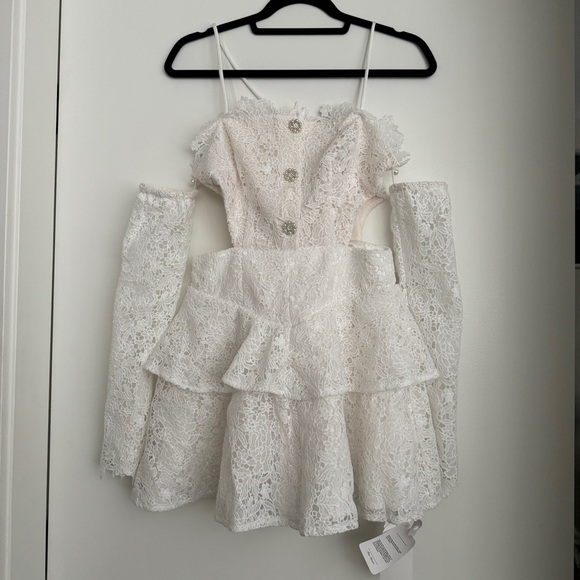 White Lace Mini Dress - Picture 5 of 9